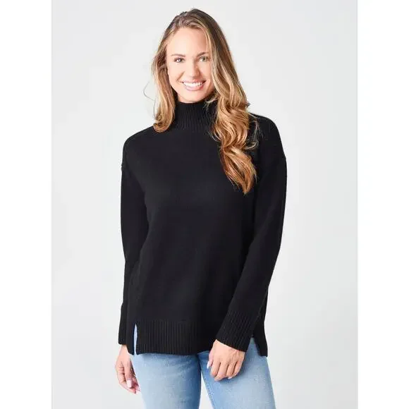 Vince Oversize Minimalist Cashmere Turtleneck Sweater With Side Slits - Picture 2 of 9